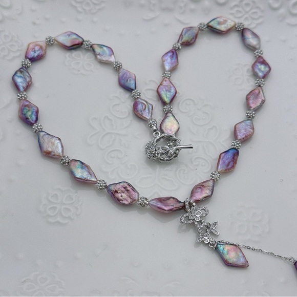 26X31 Handmade Freshwater Baroque Pearl Necklace Metallic Purple Pearls - Picture 4 of 8